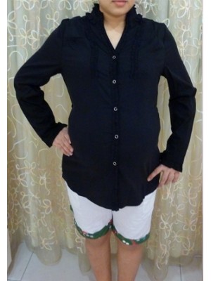 JS110003*Black Long Sleeved Blouse (Size L)