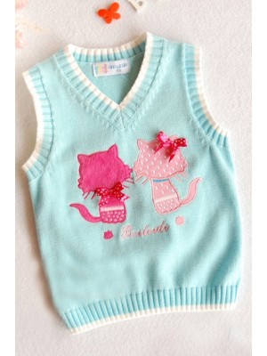 YZ2100*Kitty Knitted Top (Blue)