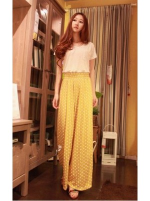 PL2437*Polka Dot Palazzo Pants (Yellow)